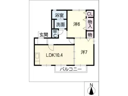 ル・フルーヴ A棟(2LDK/2階)の間取り写真