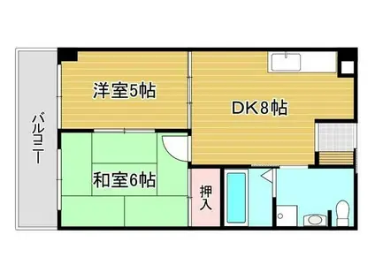 サンコーポ熊本(2DK/6階)の間取り写真