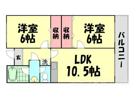 コーポ上町(2LDK/3階)の間取り写真