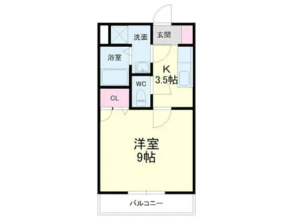 サリエンテ代官山II(1K/2階)の間取り写真