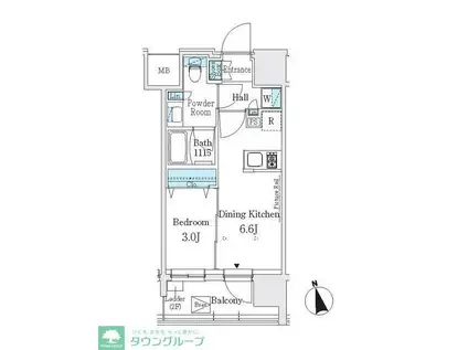 J.GRAN COURT 浅草(1DK/5階)の間取り写真