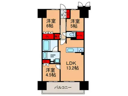 プレミスト針中野駅前(3LDK/8階)の間取り写真