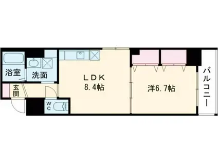 パークナードフィットなかもず(1LDK/9階)の間取り写真