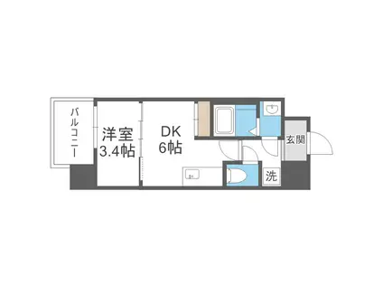 ブランシエスタ森ノ宮(1DK/11階)の間取り写真