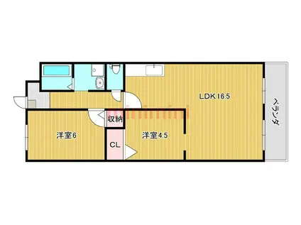 メゾン紫明園(2LDK/3階)の間取り写真