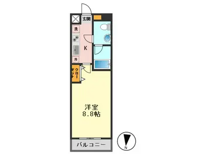 レアライズ新小岩(1K/2階)の間取り写真