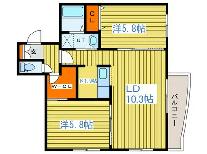 A・S澄川(2LDK/3階)の間取り写真