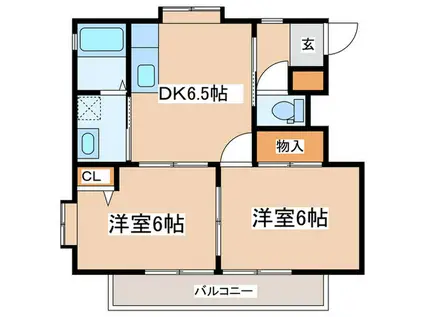 オークスIV(2DK/1階)の間取り写真