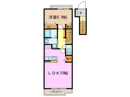 サンリット リバー(1LDK/2階)の間取り写真