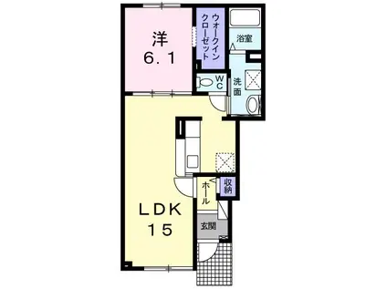 ヴィーヴル(1LDK/1階)の間取り写真