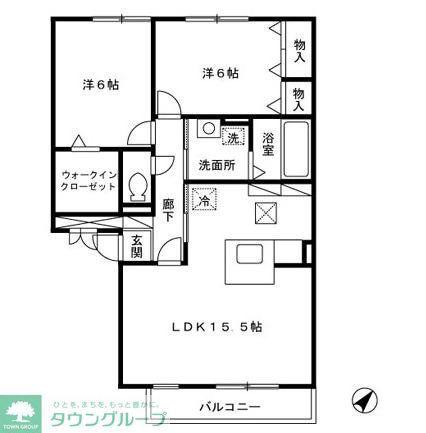 ベルデュール弐番館(2LDK/1階)の間取り写真