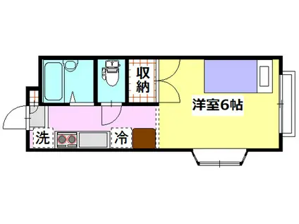 メゾンソレイユII(1K/1階)の間取り写真