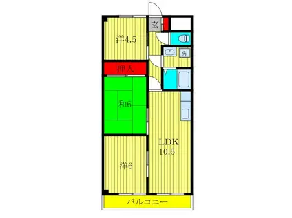 本橋ビル(3LDK/4階)の間取り写真