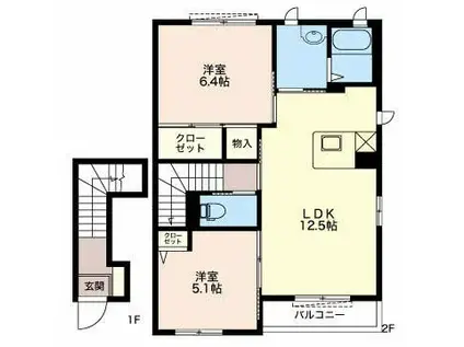 マインコートD(2LDK/2階)の間取り写真