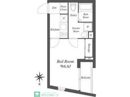 グランデュオ八幡山(1K/1階)の間取り写真