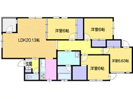 南郷通9丁目AP 2(4LDK/1階)の間取り写真