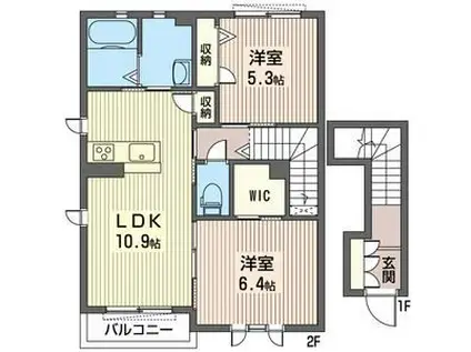 シャーフ・ベルク I(2LDK/2階)の間取り写真
