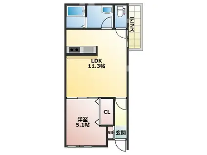 LEELA(1LDK/1階)の間取り写真