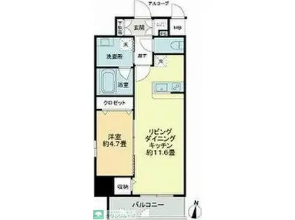 プレイス白壁(1LDK/12階)の間取り写真