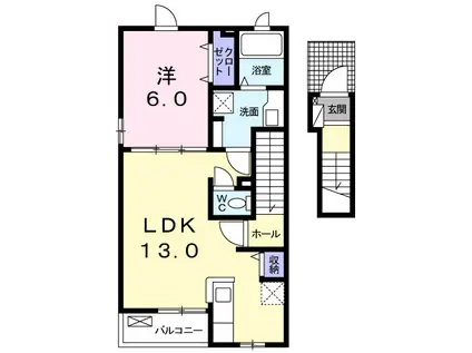 デスパシオ(1LDK/2階)の間取り写真
