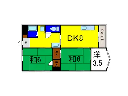 渭東ハイツ(3DK/4階)の間取り写真