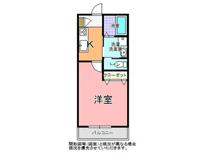 CHANTILLYII(1K/1階)の間取り写真