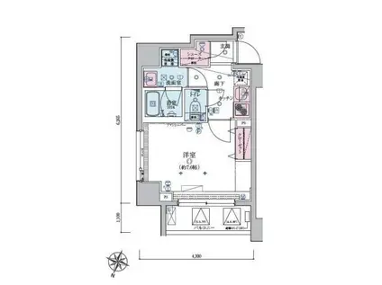 リヴシティ西川口参番館(1K/4階)の間取り写真