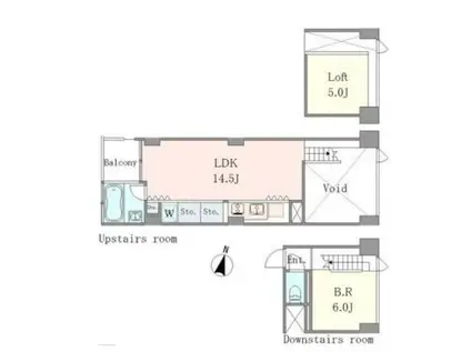 ベルメゾン南麻布GRAND(1SLDK/2階)の間取り写真