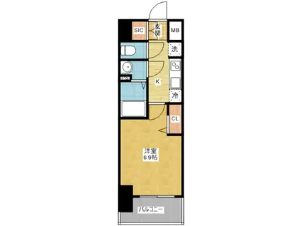 プレサンスNAGOYAファスト(1K/7階)の間取り写真