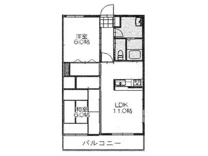 エクセラン境(2LDK/2階)の間取り写真
