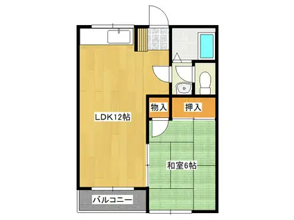 ハイツ市川B(1LDK/2階)の間取り写真