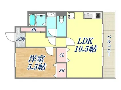 ビレッジハウス南清水タワー(1LDK/6階)の間取り写真
