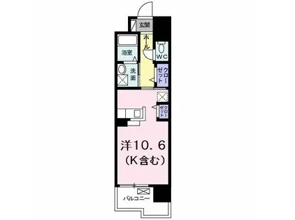 グランクリュ佐古 イースト(1K/5階)の間取り写真