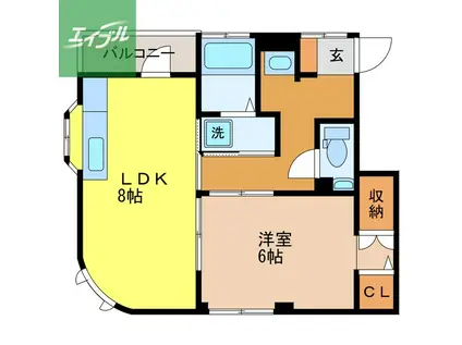 西村ビル(1LDK/2階)の間取り写真