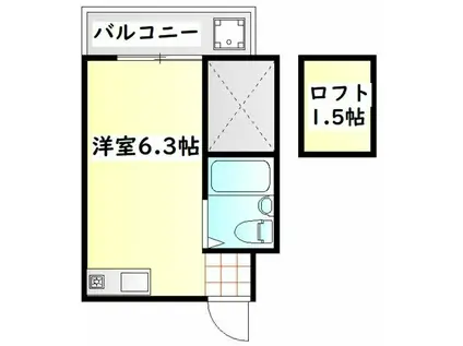 ベルポアン新丸子(ワンルーム/2階)の間取り写真