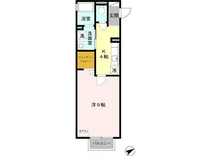 ヴァンヴェールA棟(1K/2階)の間取り写真