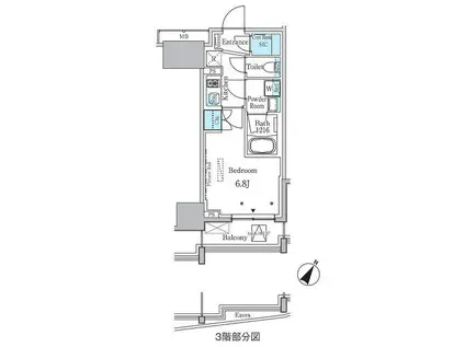 ラテスト白金台(1K/10階)の間取り写真