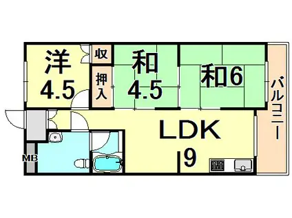 サンハイツホリウチ(3LDK/3階)の間取り写真