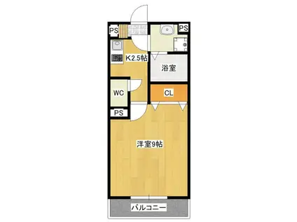 CREARL(1K/2階)の間取り写真