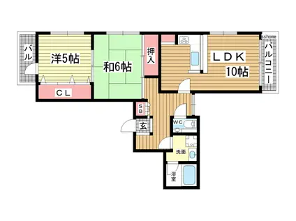 シャルマン王子公園II(2LDK/4階)の間取り写真