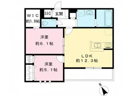 フィカーサ柏の葉(2LDK/3階)の間取り写真