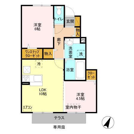 シェーングラースC(2LDK/1階)の間取り写真