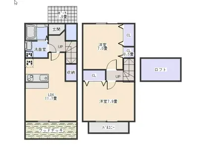 セレーノ C棟(2LDK/1階)の間取り写真