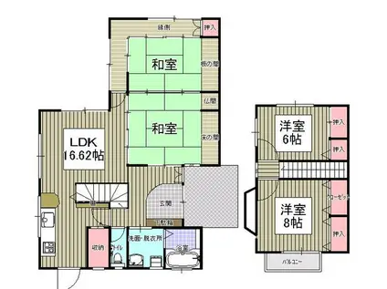 三苫アパート(4LDK/2階)の間取り写真