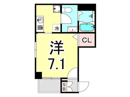 メゾン・ド・ヴィレ武庫川(1K/2階)の間取り写真