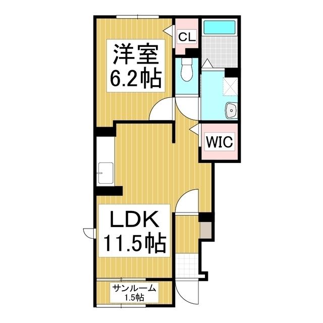 アルペン ディアハイツ(1LDK/1階)の間取り写真