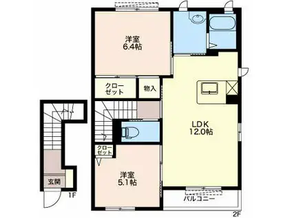 コーポソレイユVI(2LDK/2階)の間取り写真