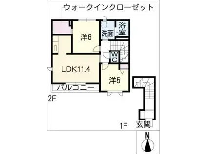 ファミーユスズキF棟(2LDK/2階)の間取り写真