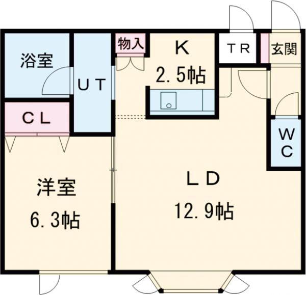 グレース近文A棟(1LDK/2階)の間取り写真