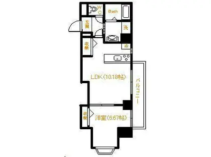 コスモマンション加納(1LDK/3階)の間取り写真